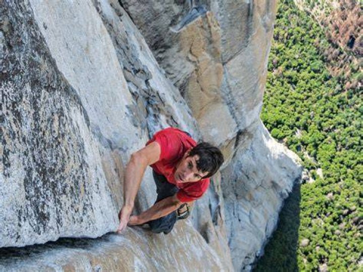 Alex Honnold free soloing Cosmic Debris (5.13b), Yosemite Valley.