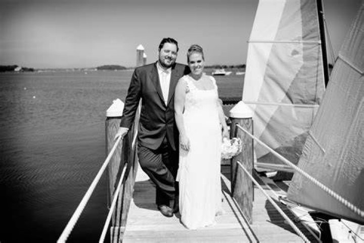 Amanda Belichick & AJ DeSantis, in a handembroidered couture silk chiffon gown; truly beautiful
