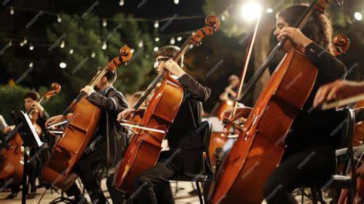 Cello players in the Orchestra at Temple Square perform at the 2023 summer concert in the Conference Center.