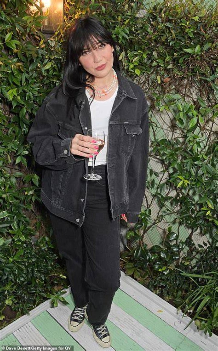Chic:&nbsp;Meanwhile, Daisy, 33, opted for double denim, donning a black jacket and jeans finished off with black Converse