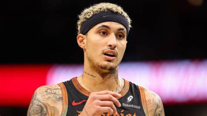 Feeling blue:&nbsp;Basketball player Kyle Kuzma, 27, sported bright blue hair and wore trendy white sunglasses