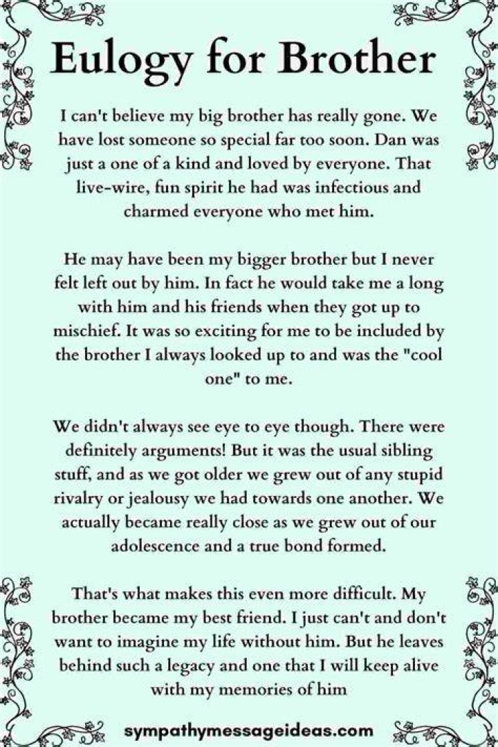 Free Eulogy Examples For Brother In Law Printable Templates