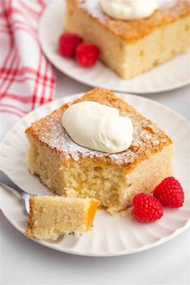 hot milk cake on a plate