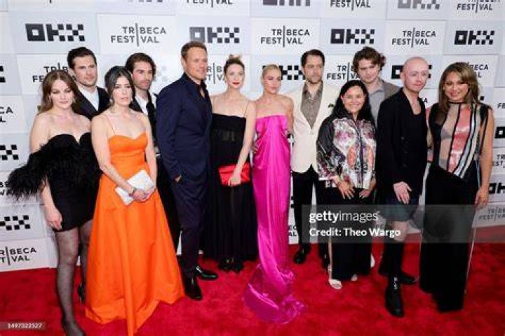 Izzy Meikle-Small, David Berry, Executive Producer Maril Davis, Joey Phillips, Sam Heughan, Caitr&Atilde;&shy;ona Balfe, Sophie Skelton, Richard Rankin, Author Diana Gabaldon, Charles Vandervaart, John Bell and Ginger Zee attend Outlander Season 7 World Premiere At 