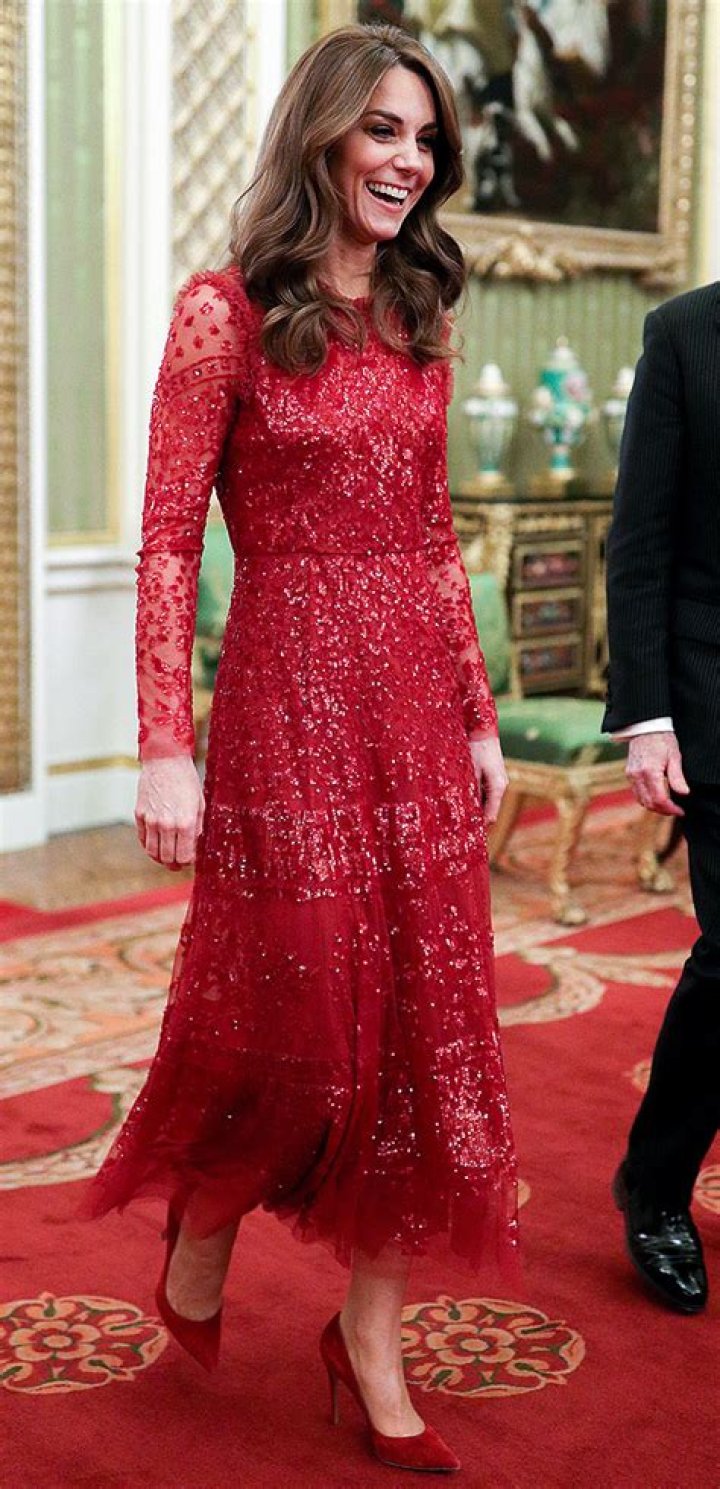 kate middleton red sequin dress tiara