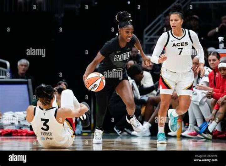 Las Vegas Aces forward Alysha Clark (7) goes up for a basket during the first half in Game 4 of a WNBA basketball final playoff series against the New York Liberty, Wednesday, Oct. 18, 2023, in New York. (AP Photo/Frank Franklin II)