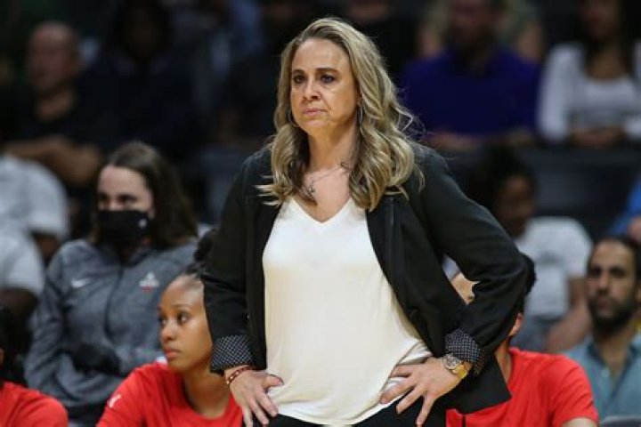 Las Vegas Aces head coach Becky Hammon gestures to her team during the first half in Game 4 of a WNBA basketball final playoff series against the New York Liberty, Wednesday, Oct. 18, 2023, in New York. (AP Photo/Frank Franklin II)