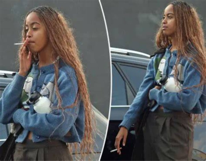 Malia Obama seen smoking in public weeks after younger sister Sasha was pictured smoking