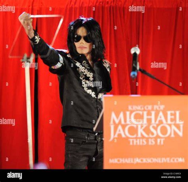 Michael Jackson at the press conference announcing his 2009 comeback tour