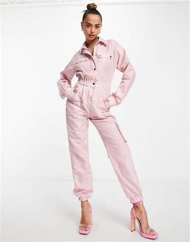 Parachute Cargo Jumpsuit in Dusky Pink- - Miss Selfridge