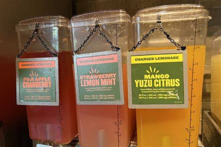 PHOTO: A charged lemonade dispenser is seen at a Panera Bread restaurant, Nov. 1, 2023, in Novato, Calif.