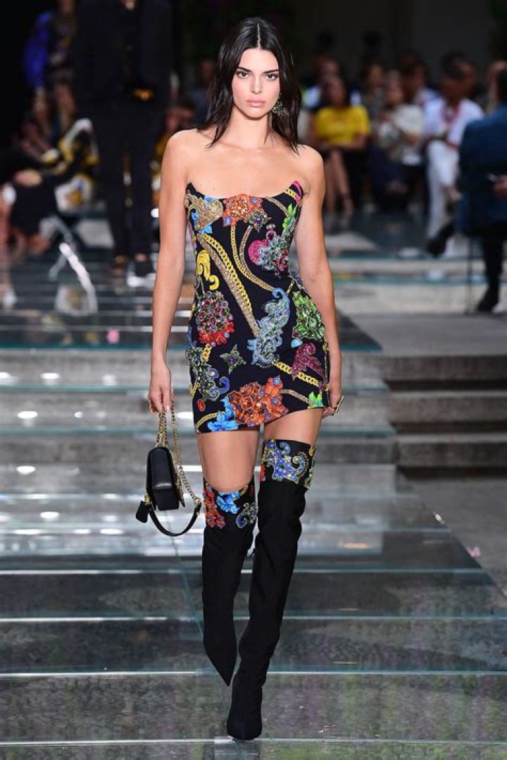 PHOTO: US model Kendall Jenner presents a creation for Prada, Feb. 23, 2023 during the Fall-Winter 2023-2024 Women's Collections as part of the Fashion Week in Milan.