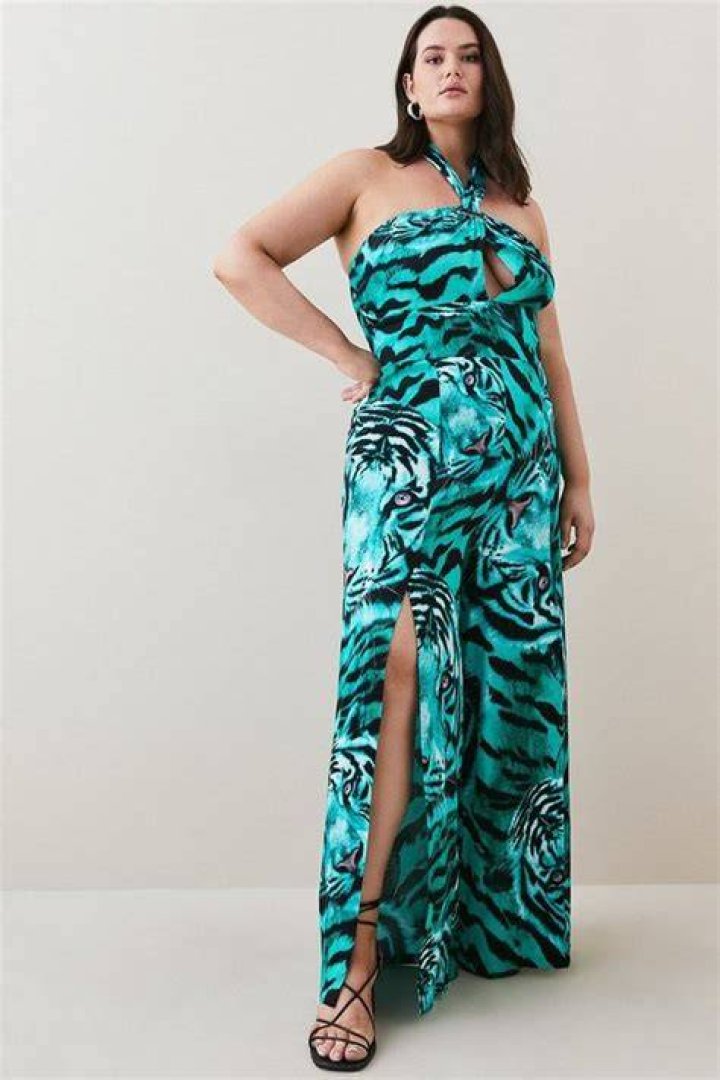 plus size karen millen satin copper dress