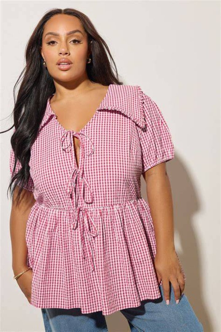 plus size tie front red mini dress