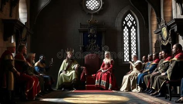 The King and Queen surrounded by their families