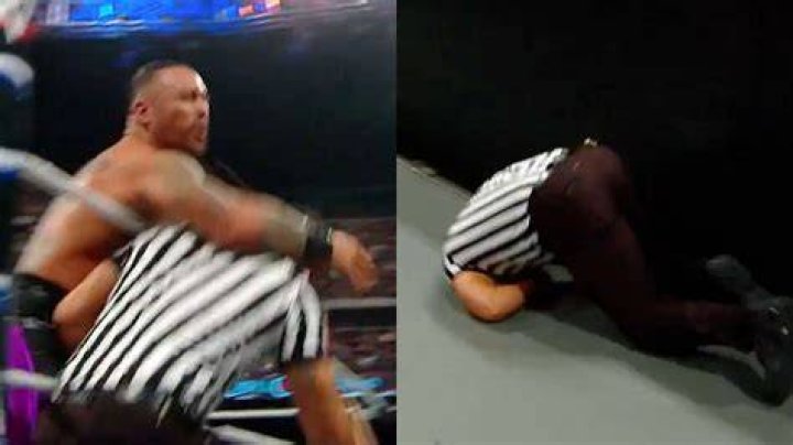 The referee who was knocked down got right back up and almost fought a different referee