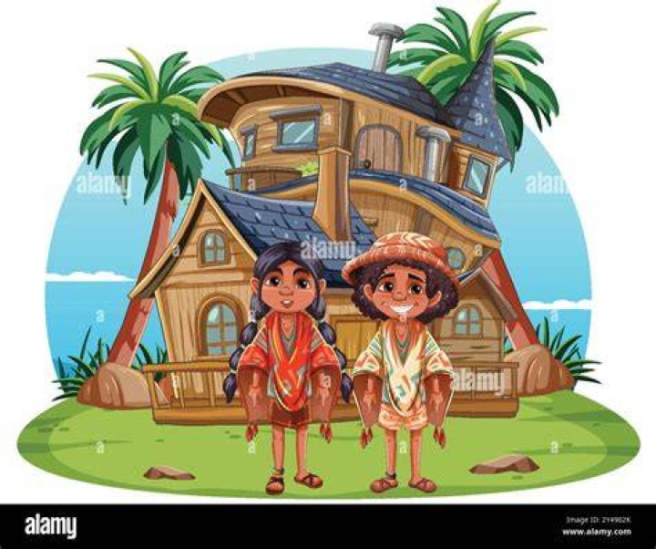 Two Children In A House Coloring Page Outline Sketch Drawing Vector Free Schedule & Planner