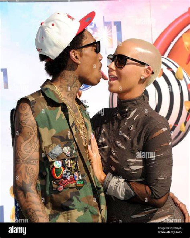 Wiz Khalifa poses with Amber Rose