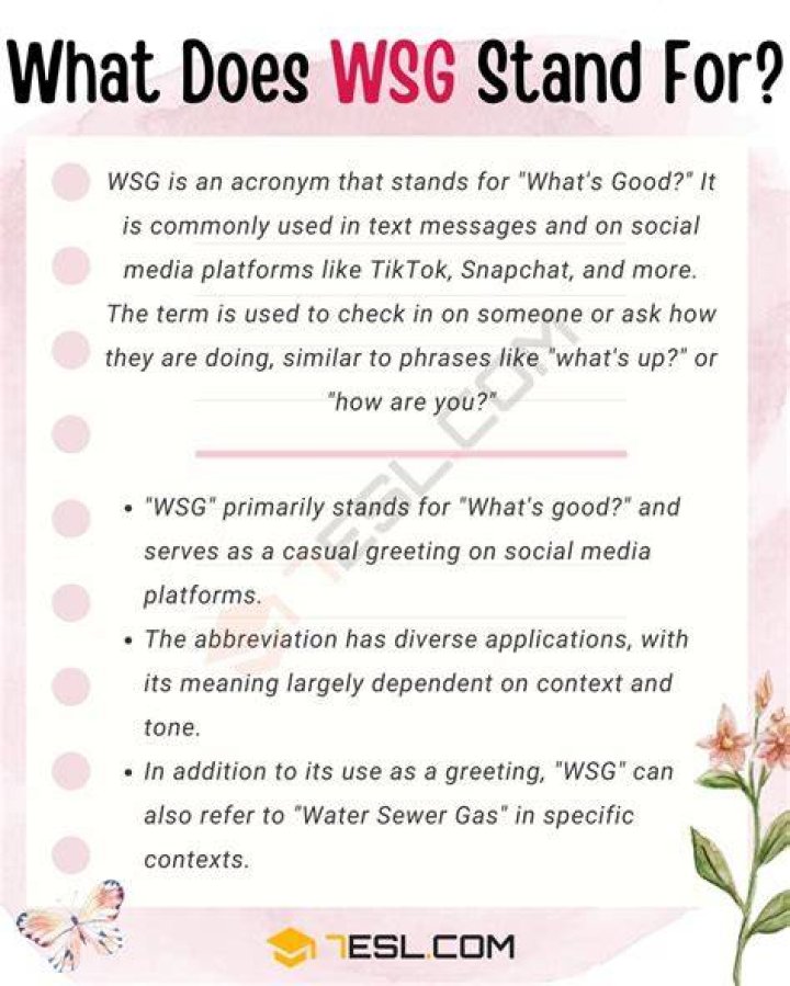 WSG Meaning What Does WSG Mean in Texting and Social Media? &bull; 7ESL